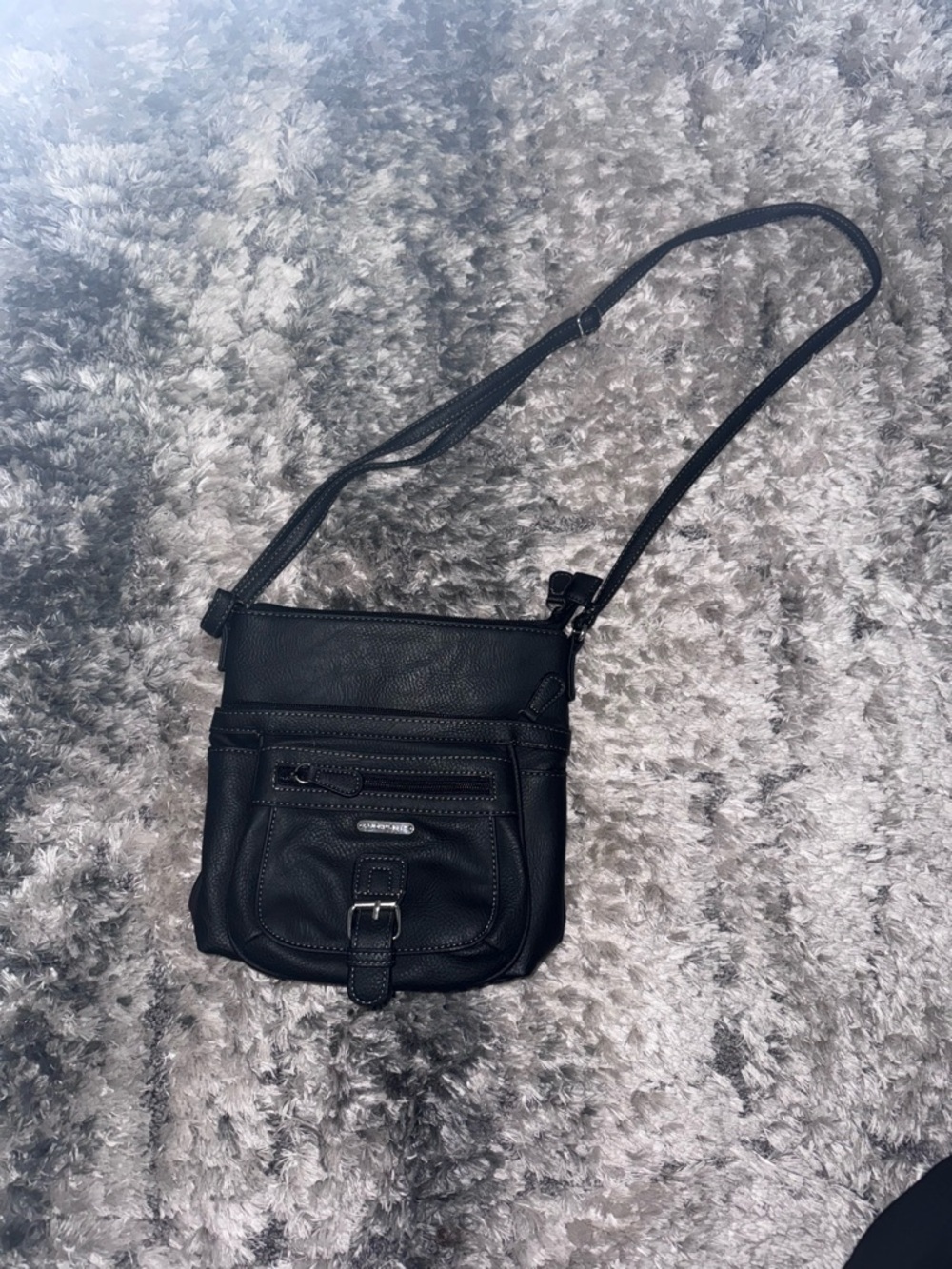 Black Crossbody Leather-Look Crossbody Bag